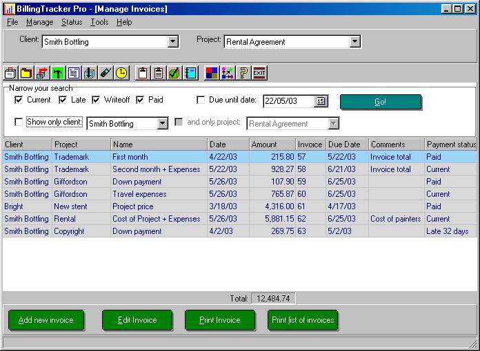 invoicing software screenshot